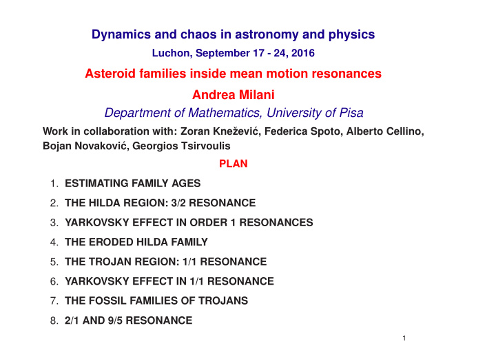 dynamics and chaos in astronomy and physics