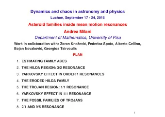Dynamics and chaos in astronomy and physics  Luchon, September 17 - 24, 2016  Asteroid families