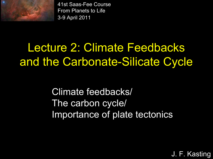 lecture 2 climate feedbacks and the carbonate silicate