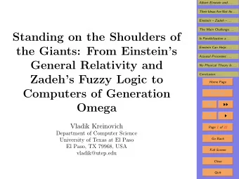 Standing on the Shoulders of  Is Parallelization a . . .  the Giants: From Einsteins  Einstein