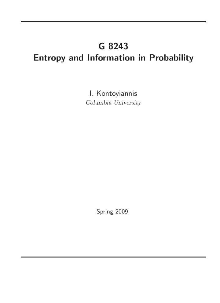 g 8243 entropy and information in probability