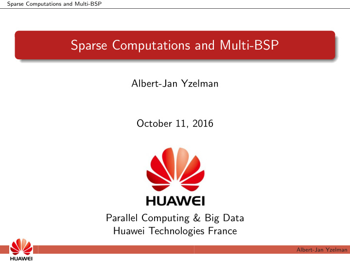 sparse computations and multi bsp