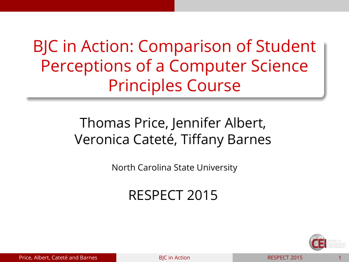 bjc in action comparison of student perceptions of a