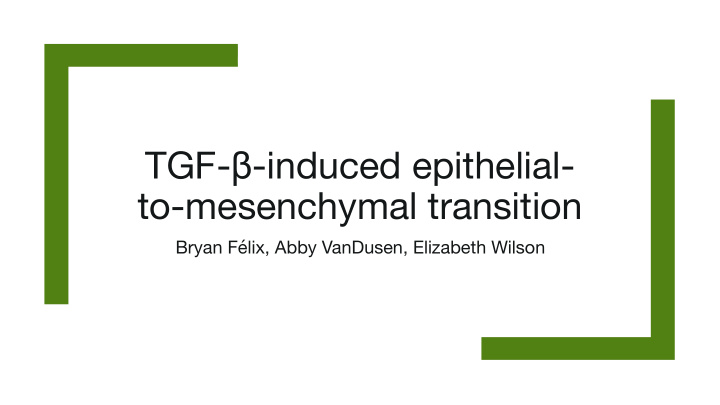 tgf induced epithelial to mesenchymal transition