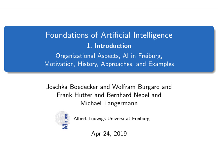 foundations of artificial intelligence