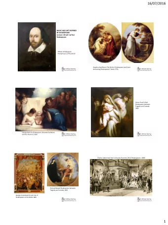 16/07/2016  MUSIC AND ART INSPIRED  BY SHAKESPEARE  Lecture 1 Brush Up Your  Shakespeare  William