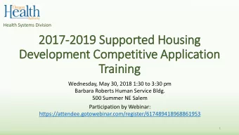 2017  2017-2019 Supported Hou  Housing  Development Com  ompetitive Ap  Application  Train  inin