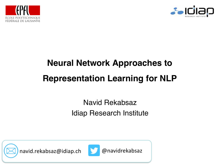 neural network approaches to representation learning for