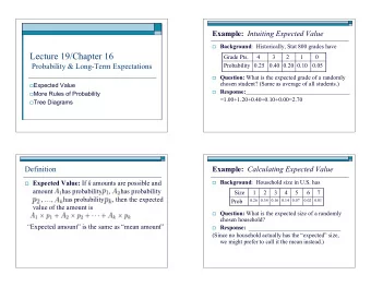 Lecture 19/Chapter 16  Grade Pts.  4  3  2  1  0  Probability &amp; Long-Term Expectations