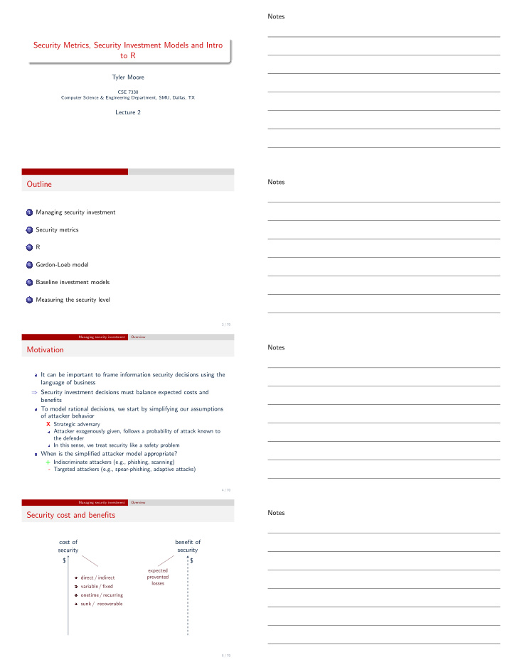 security metrics security investment models and intro to r