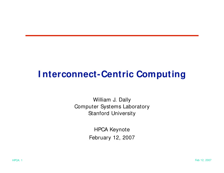 i nterconnect centric computing