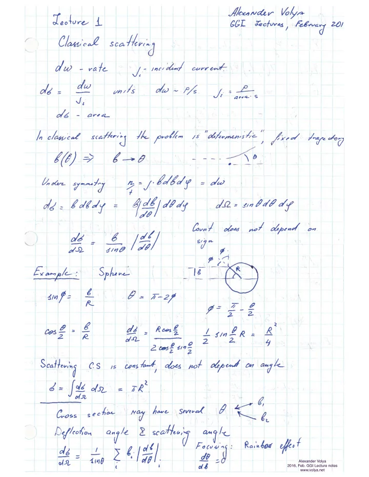 alexander volya 2016 feb ggi lecture notes volya net