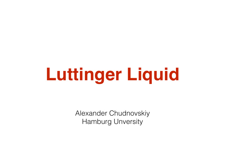 luttinger liquid