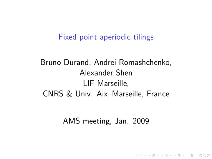fixed point aperiodic tilings bruno durand andrei