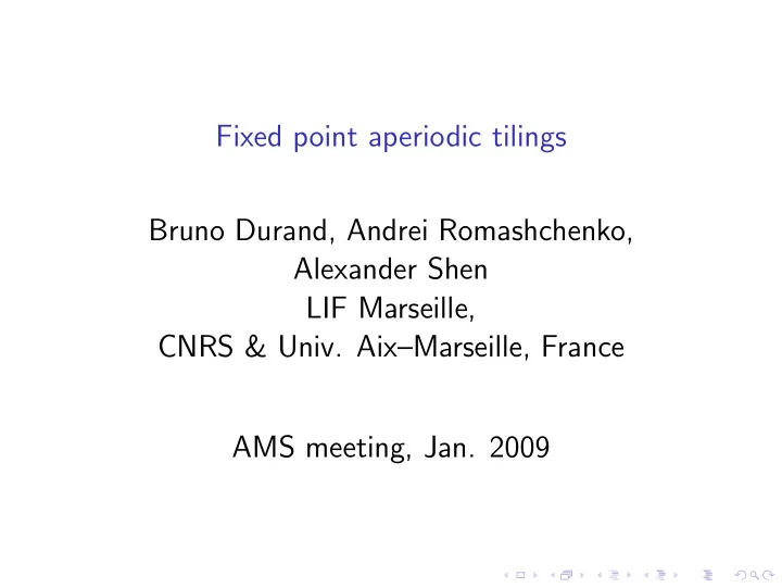 fixed point aperiodic tilings bruno durand andrei