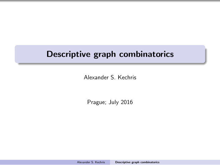 descriptive graph combinatorics