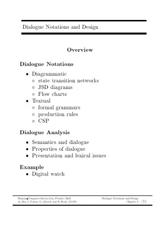 Dialogue  Notations  and  Design  Ov  erview  Dialogue  Notations  Diagrammatic    state