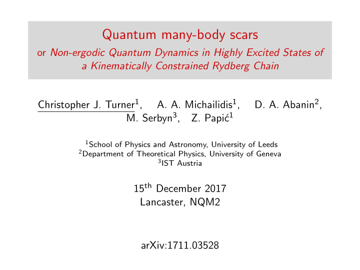 quantum many body scars