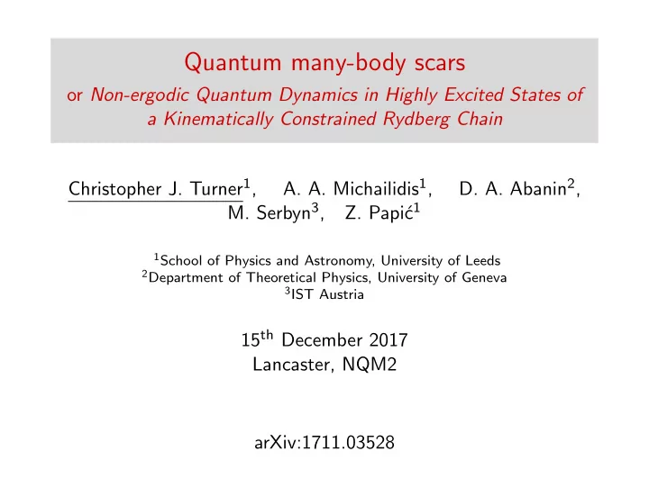 quantum many body scars