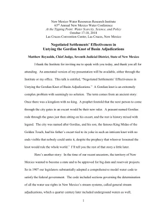 Negotiated Settlements Effectiveness in Untying the Gordian Knot of Basin Adjudications  Matthew