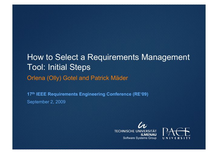 how to select a requirements management tool initial steps