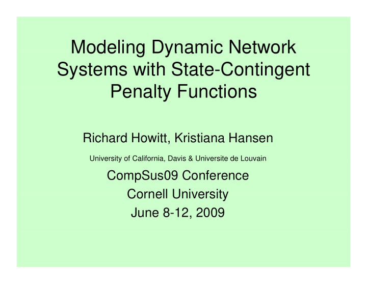 modeling dynamic network modeling dynamic network systems