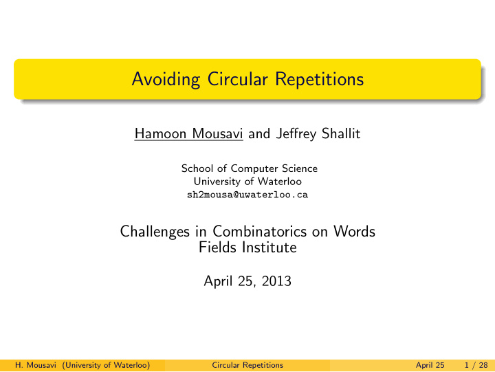 avoiding circular repetitions