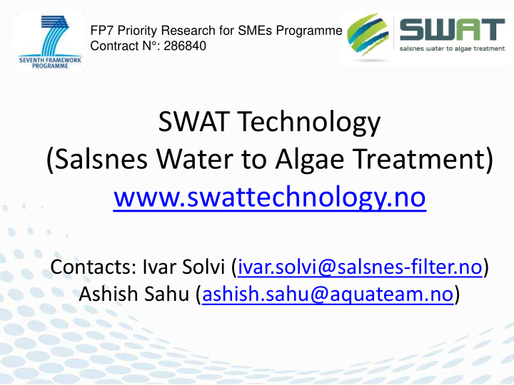 swat technology salsnes water to algae treatment