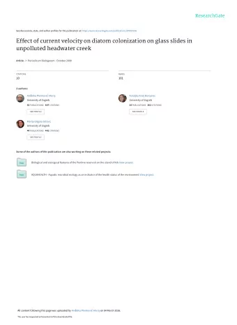 Effect of current velocity on diatom colonization on glass slides in  unpolluted headwater creek