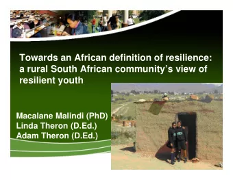 Towards an African definition of resilience:  a rural South African communitys view of