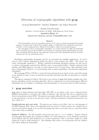 Detection of cryptographic algorithms with grap Lonard Benedetti a , Aurlien Thierry a and