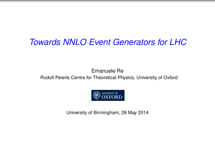 towards nnlo event generators for lhc