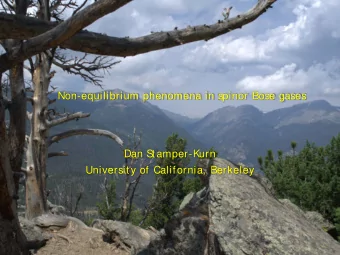Non-equilibrium phenomena in spinor Bose gases  Dan S  tamper-Kurn  University of California,