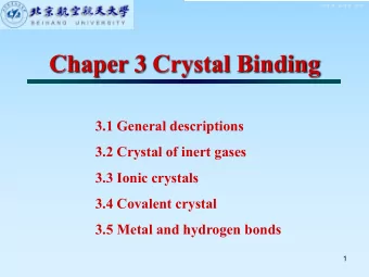 Chaper 3 Crystal Binding  3.1 General descriptions  3.2 Crystal of inert gases  3.3 Ionic crystals