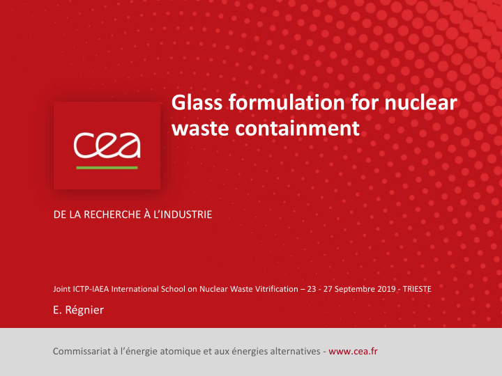 glass formulation for nuclear