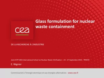 Glass formulation for nuclear  waste containment  DE LA RECHERCHE  LINDUSTRIE Joint ICTP-IAEA