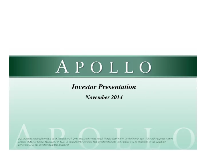 investor presentation
