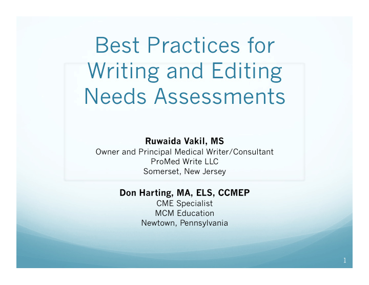 best practices for writing and editing needs assessments