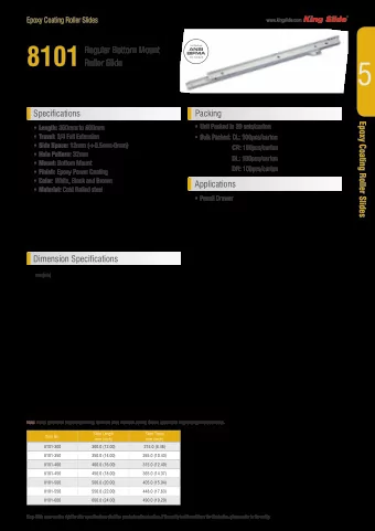 5  Roller Slide  Specifications  Packing  Epoxy Coating Roller Slides   Unit Packed in 20