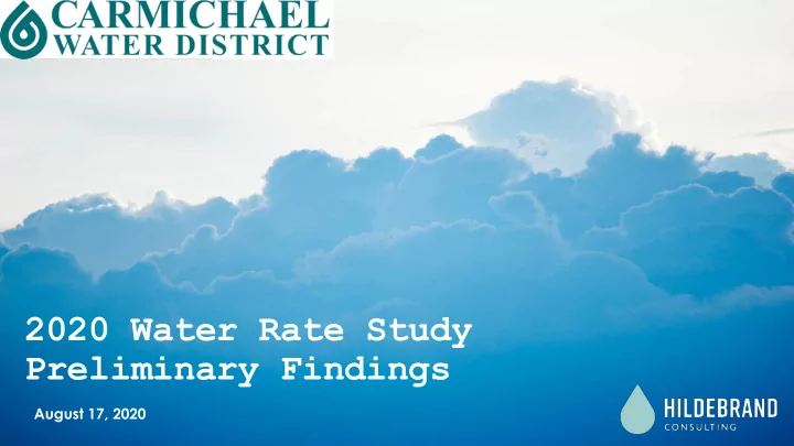 2020 water rate study preliminary findings