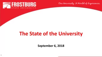 The State of the University  September 6, 2018  1  1  Staff Awards for Excellence: Exempt  John