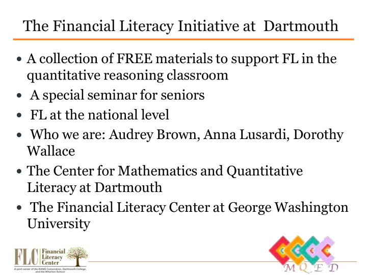 the financial literacy initiative at dartmouth