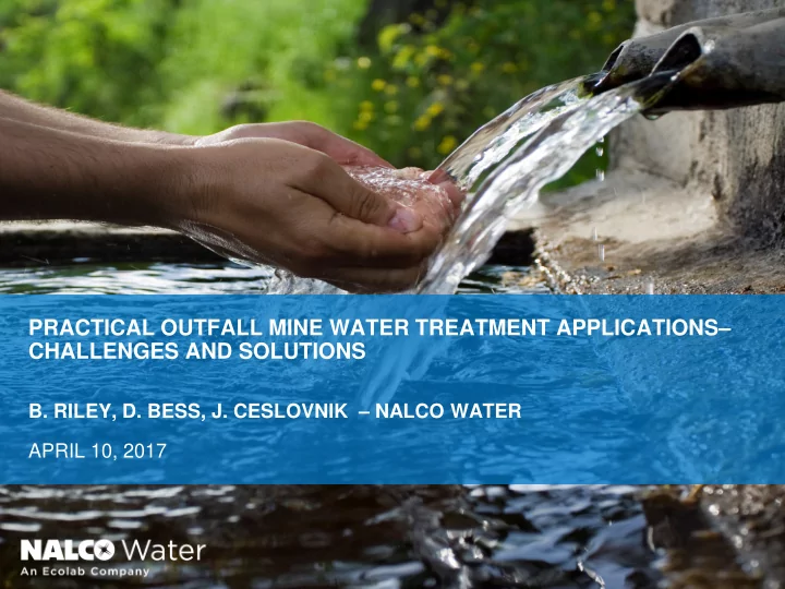 practical outfall mine water treatment applications