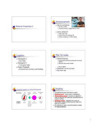 Announcement  Mike Krummhoefener  Material Properties 2  RIT Alum (1992)  Technical