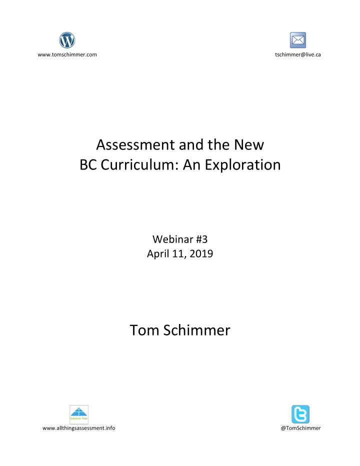 assessment and the new bc curriculum an exploration