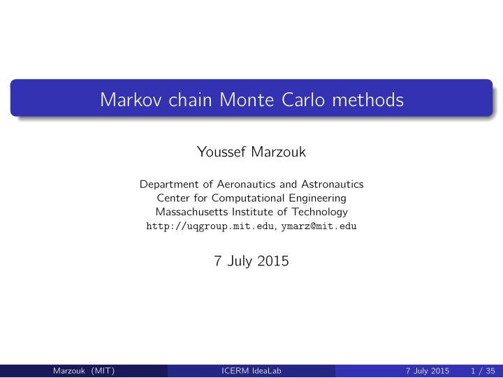 markov chain monte carlo methods