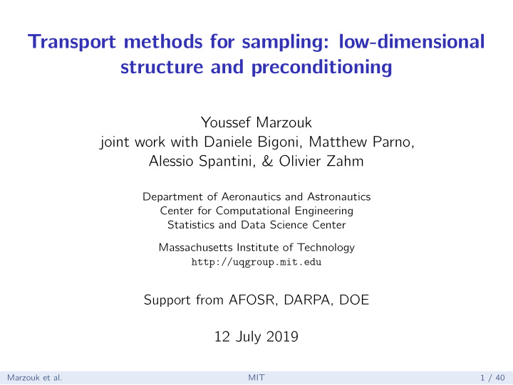transport methods for sampling low dimensional structure