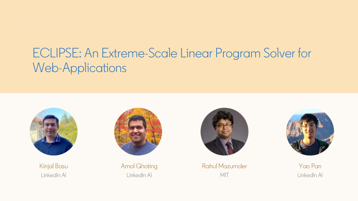 eclipse an extreme scale linear program solver for web