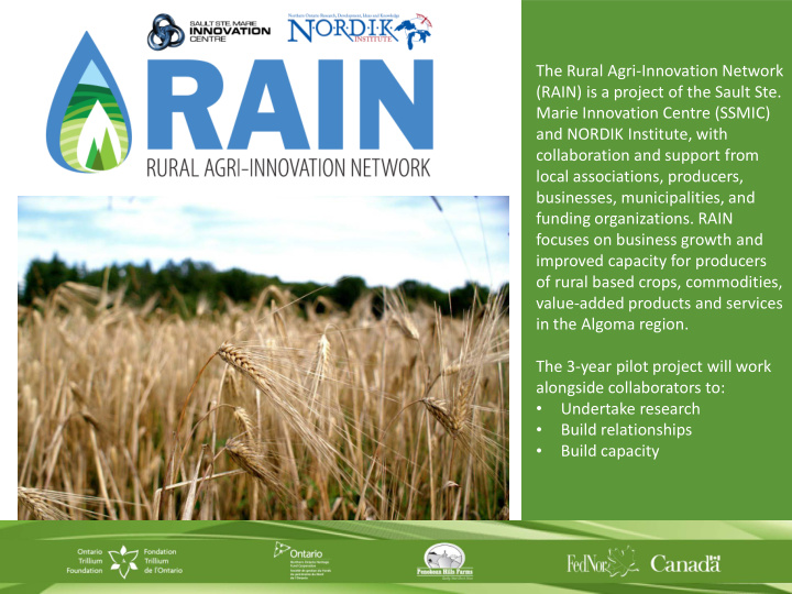 the rural agri innovation network rain is a project of