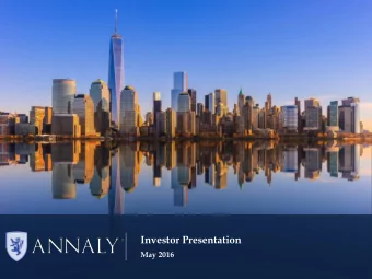 Investor Presentation  May 2016  Safe Harbor  This Presentation includes forward-looking